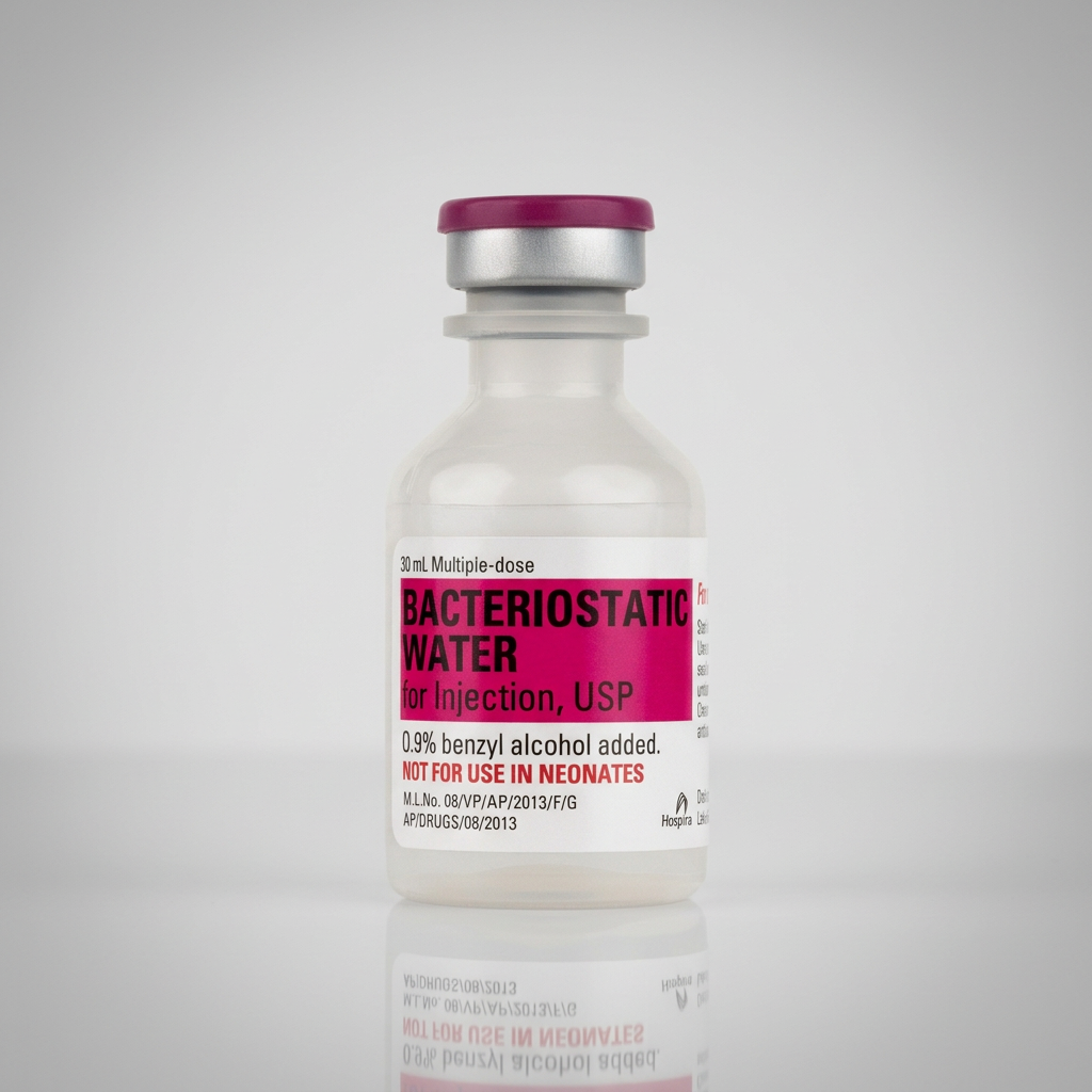 BAC Water 30ml research vial with holographic Summit Standard label