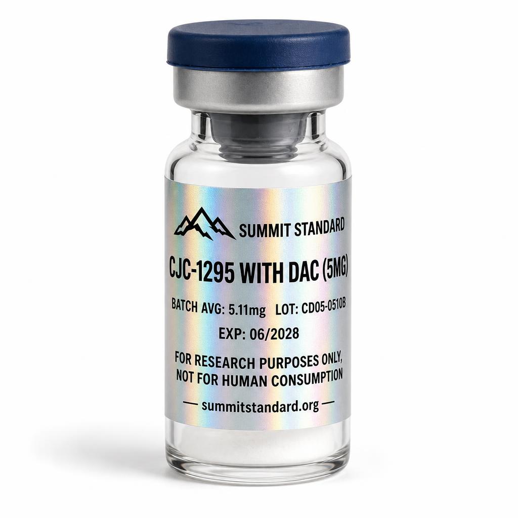 CJC-1295 with DAC 5mg research vial with holographic Summit Standard label