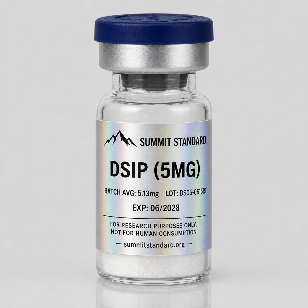 DSIP 5mg research vial with holographic Summit Standard label