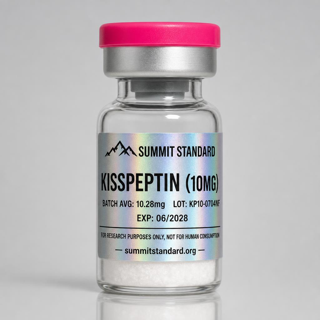Kisspeptin 10mg research vial with holographic Summit Standard label
